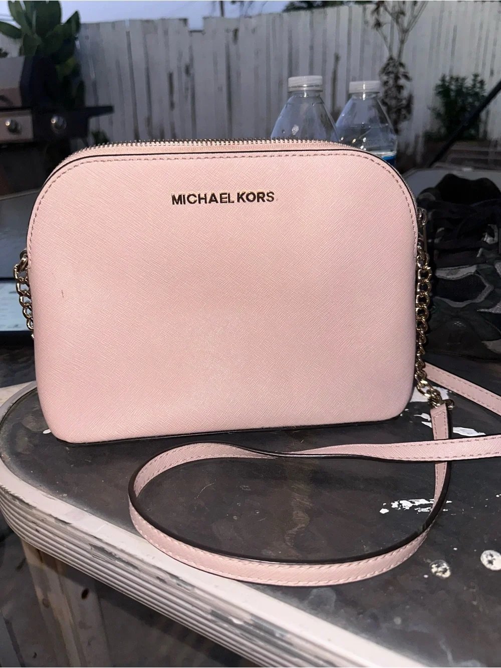 Michael Kors Light Pink Saffiano Crossbody Bag with Gold Hardware